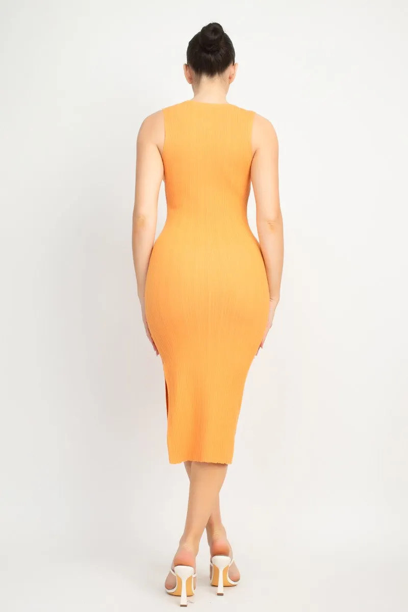 Soft Orange Knit Midi Dress
